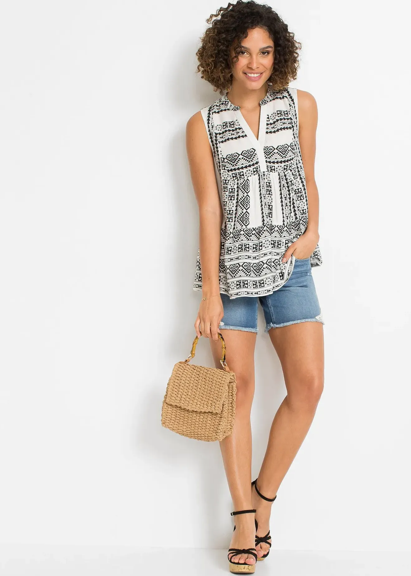 bonprix Blouse sans manches en viscose douce|Femme Chemisiers|T-Shirts & Tops