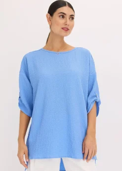 Femme bonprix Chemisiers|Blouse texturée avec bande de dentelle