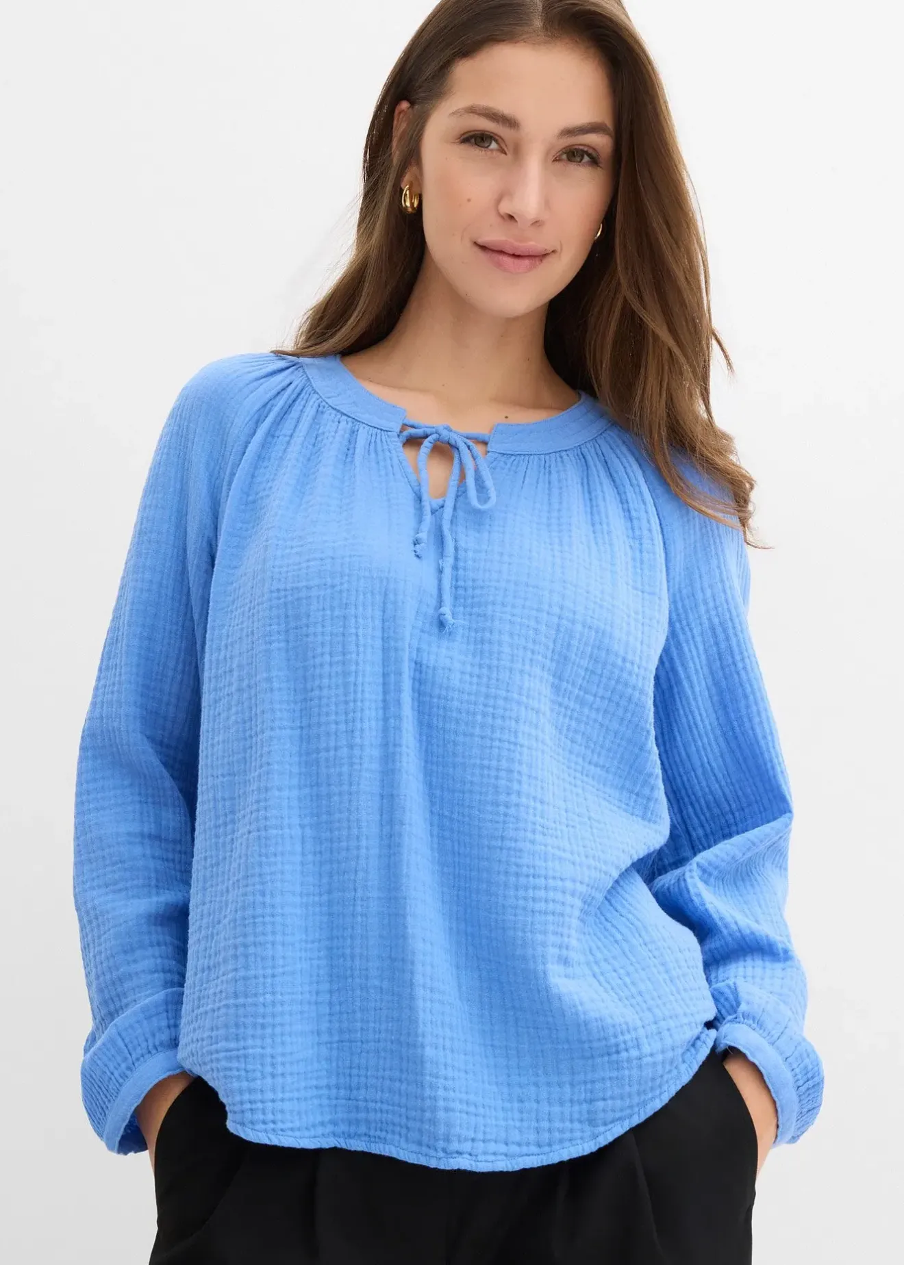 Femme bonprix Chemisiers|Blouse T-shirt en gaze de coton