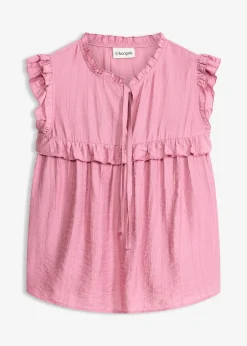 bonprix Blouse volantée en viscose mélangée|Femme Chemisiers