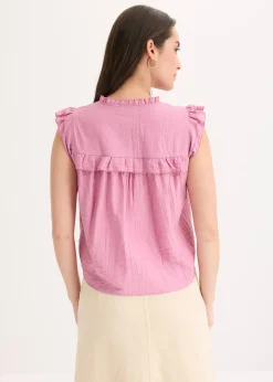 bonprix Blouse volantée en viscose mélangée|Femme Chemisiers