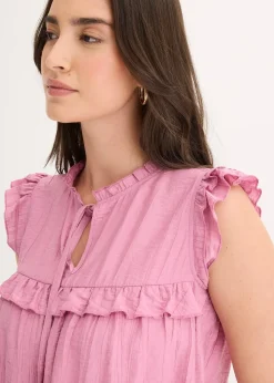 bonprix Blouse volantée en viscose mélangée|Femme Chemisiers