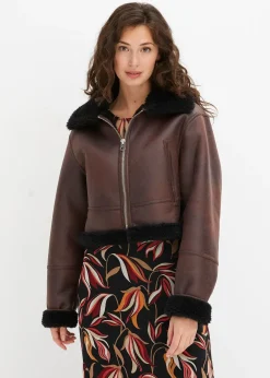 Femme bonprix Vestes & Manteaux|Blouson aviateur effet peau de mouton