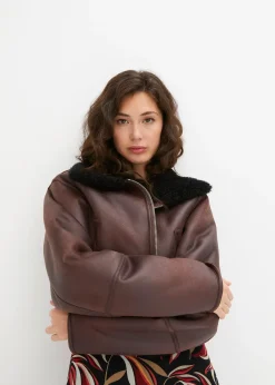 Femme bonprix Vestes & Manteaux|Blouson aviateur effet peau de mouton