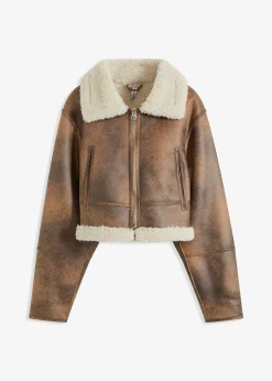 Femme bonprix Vestes & Manteaux|Blouson aviateur effet peau de mouton