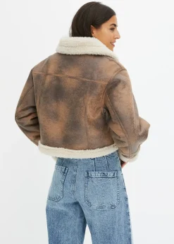 Femme bonprix Vestes & Manteaux|Blouson aviateur effet peau de mouton