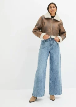 Femme bonprix Vestes & Manteaux|Blouson aviateur effet peau de mouton