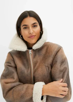 Femme bonprix Vestes & Manteaux|Blouson aviateur effet peau de mouton