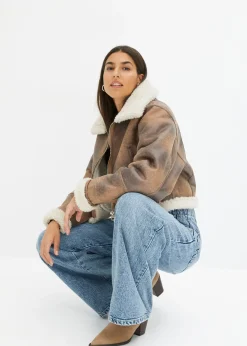 Femme bonprix Vestes & Manteaux|Blouson aviateur effet peau de mouton