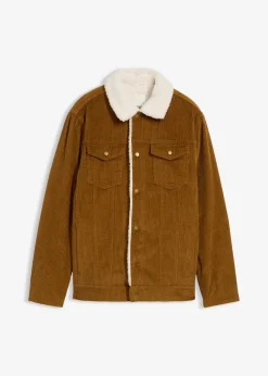 Homme bonprix Vestes|Blouson en velours côtelé doublé sherpa