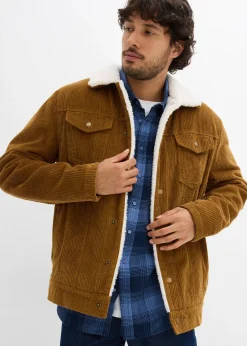 Homme bonprix Vestes|Blouson en velours côtelé doublé sherpa