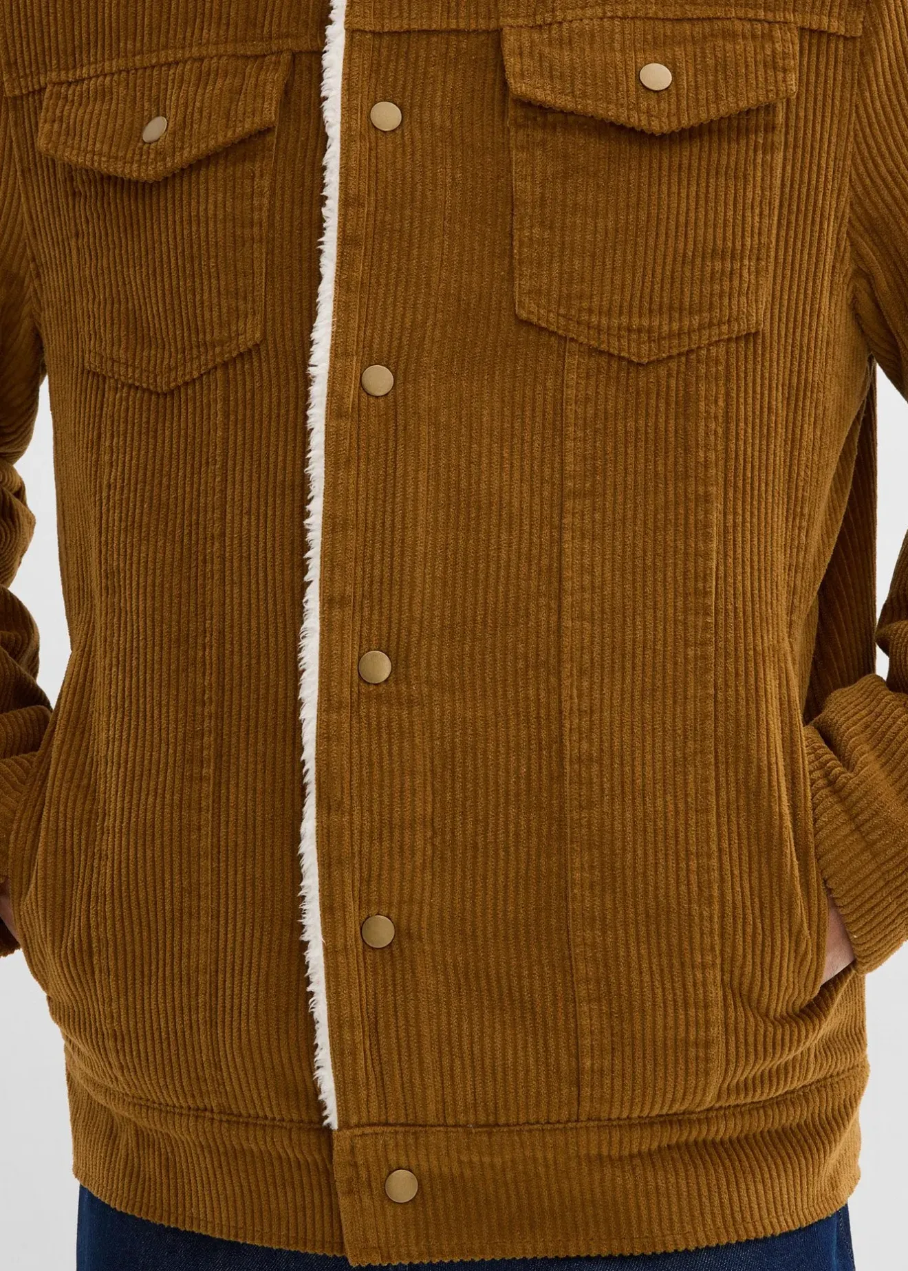 Homme bonprix Vestes|Blouson en velours côtelé doublé sherpa