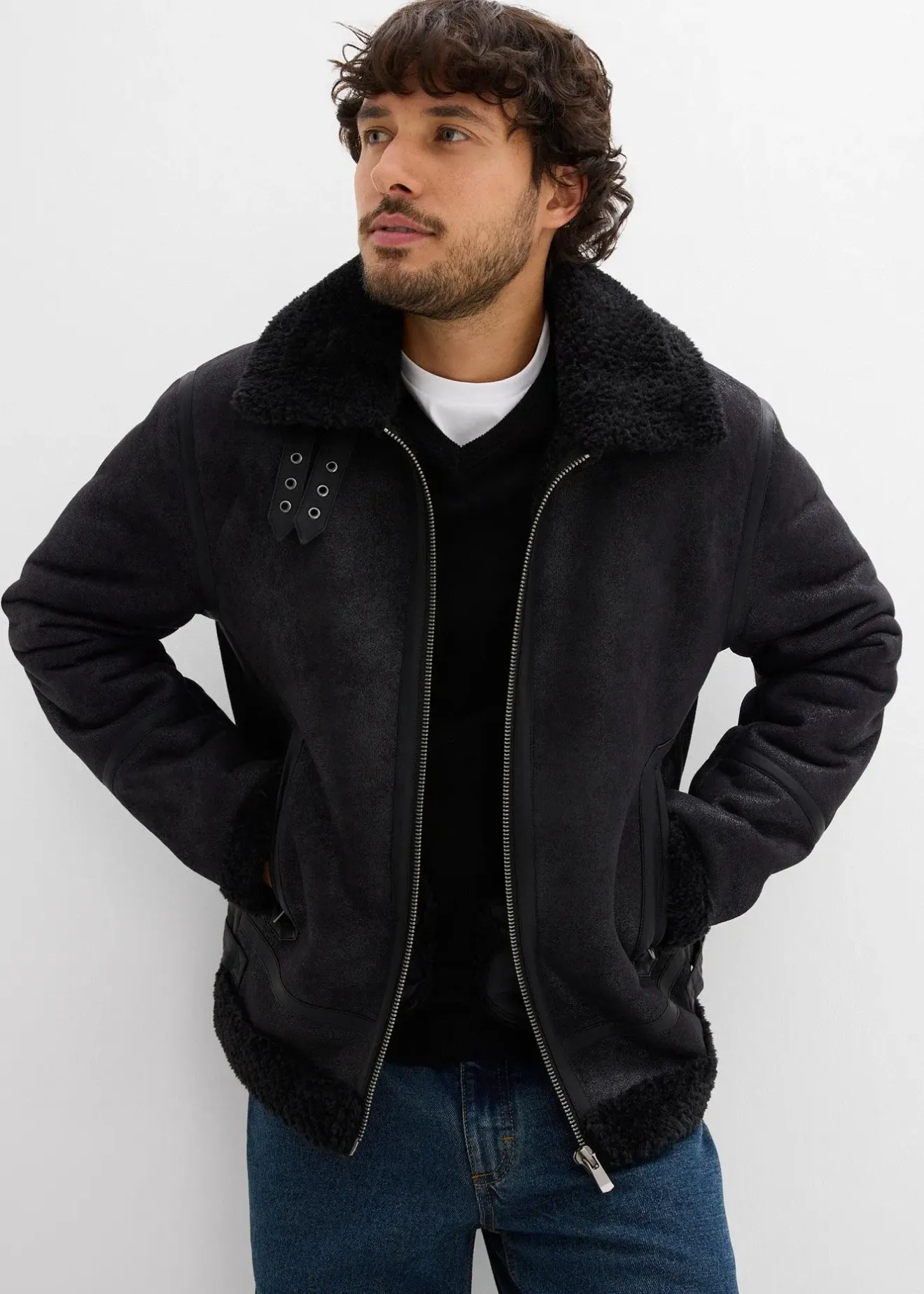 bonprix Blouson enduit doublé sherpa|Homme Vestes