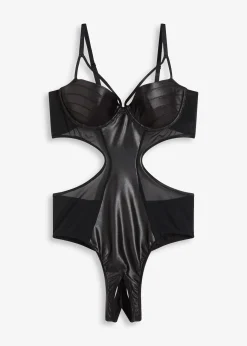 Femme bonprix Lingerie Érotique|Grands Bonnets D-H|Body-string ouvert effet mouillé