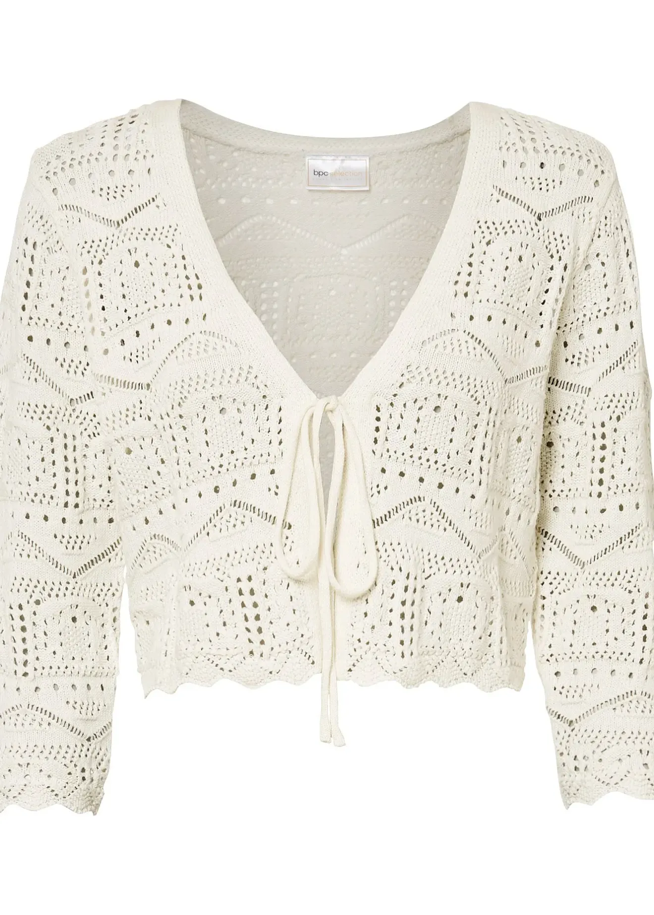 bonprix Boléro ajouré, manches 3/4|Femme Maille|Pulls & Gilets