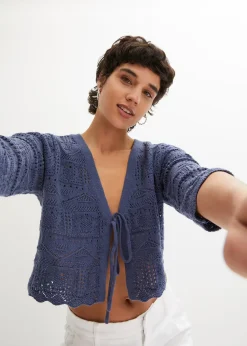 bonprix Boléro ajouré, manches 3/4|Femme Maille|Pulls & Gilets