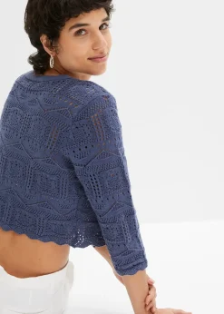 bonprix Boléro ajouré, manches 3/4|Femme Maille|Pulls & Gilets