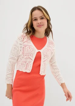 bonprix Boléro manches 3/4 en maille ajourée|Enfant Vêtements Enfant|Filles 9-16 Ans·Pulls & Sweats