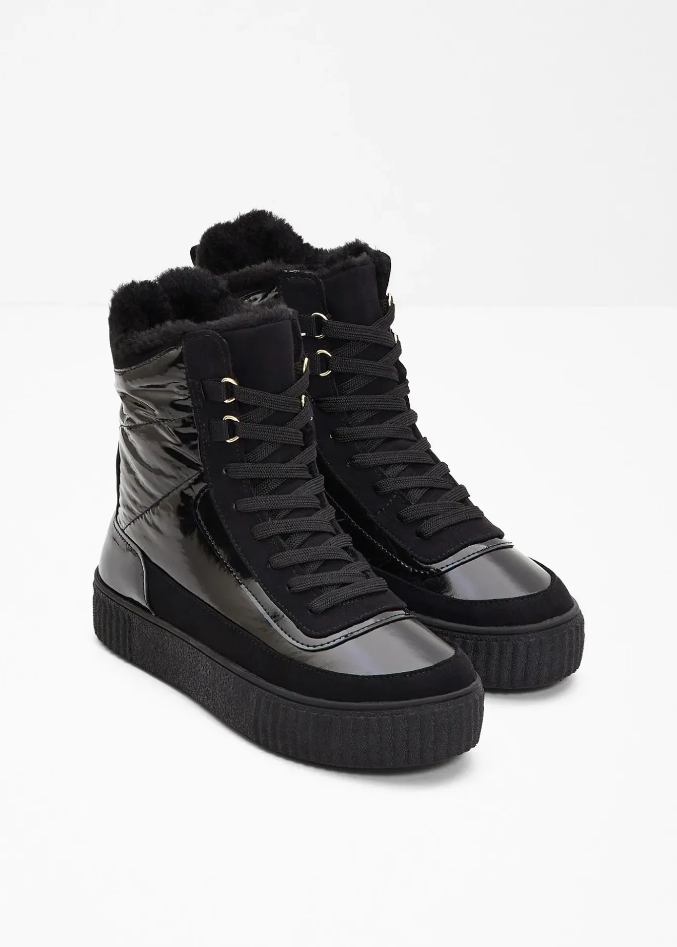 Femme bonprix Chaussures D'Hiver Fourrées|Chaussures Confort|Boots fourrées à lacets