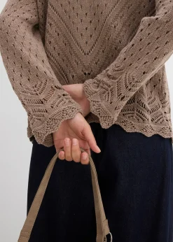 bonprix Cardigan ajouré 100% coton|Femme Maille|Pulls & Gilets