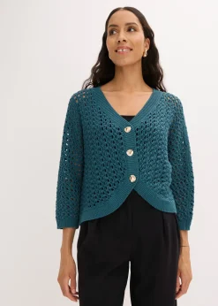 Femme bonprix Maille|Pulls & Gilets|Cardigan ajouré 100% coton