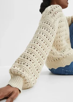 Femme bonprix Maille|Pulls & Gilets|Cardigan ajouré 100% coton