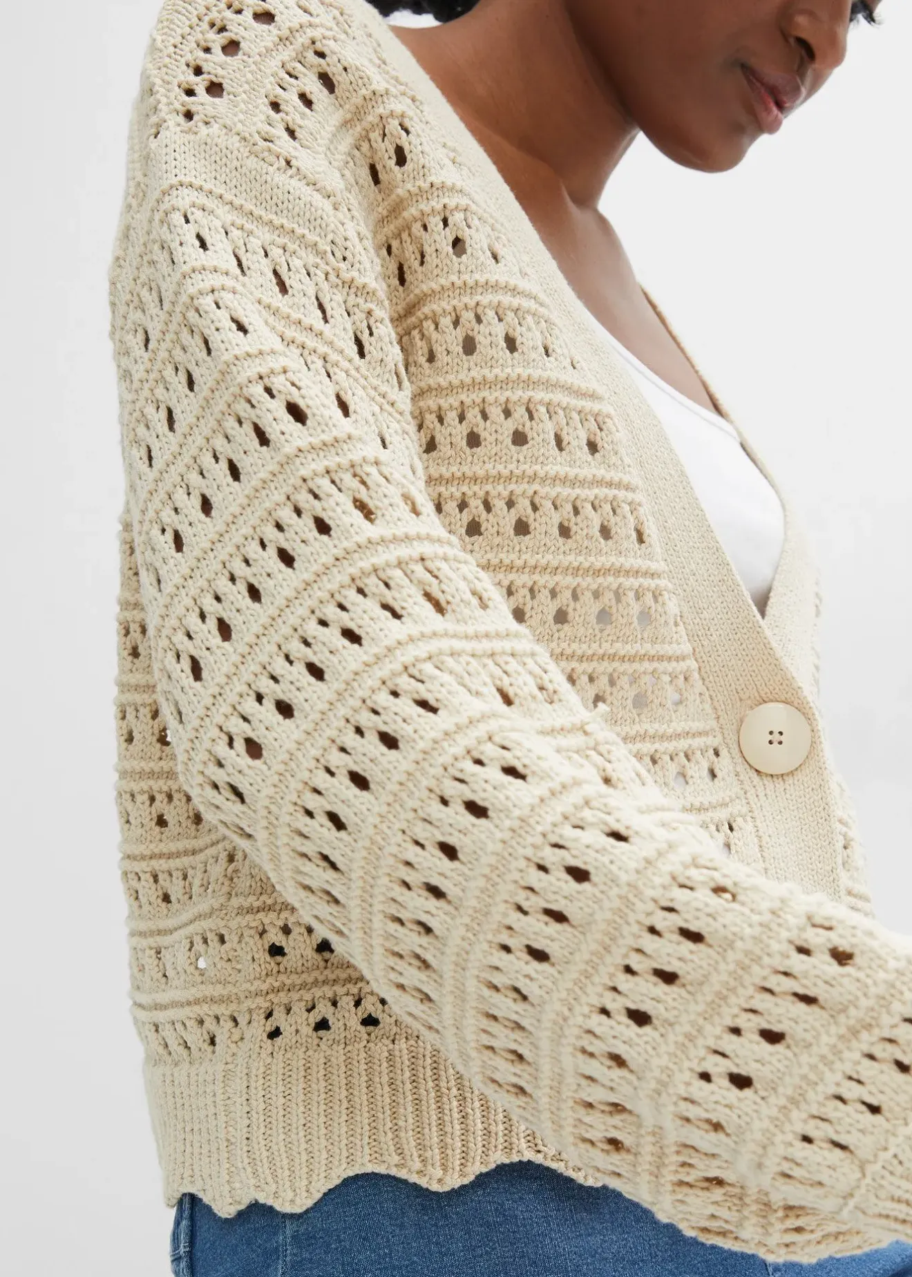 Femme bonprix Maille|Pulls & Gilets|Cardigan ajouré 100% coton