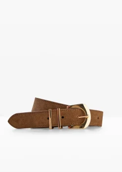 Femme bonprix Ceintures|Ceinture en cuir avec boucle en métal brillant