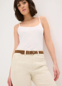 Femme bonprix Ceintures|Ceinture en cuir avec boucle en métal brillant