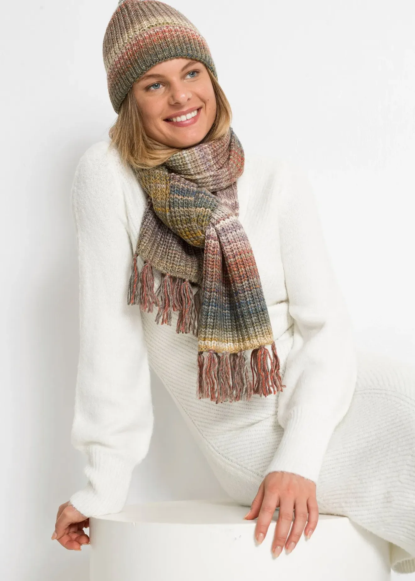 Femme bonprix Bonnets, Chapeaux & Co.|Écharpes & Foulards|Écharpe et bonnet (Ens. 2 pces.)