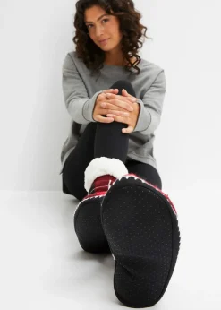 Femme bonprix Mules, Tongs & Sandales|Chaussettes|Chaussettes d’intérieur avec semelle antiglisse cousue et doublure moumoute