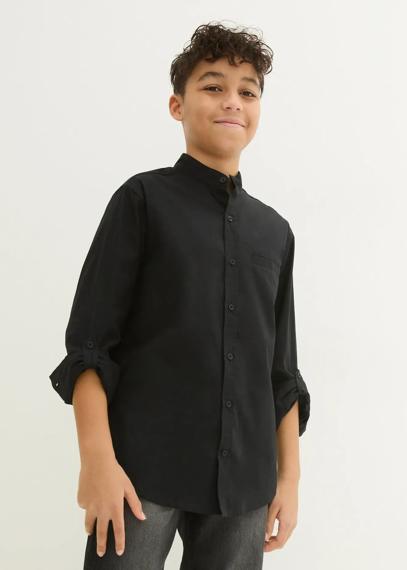 bonprix Chemise avec manches à retrousser, 100% coton|Enfant Vêtements Enfant|Garçons 9-16 Ans·Costumes & Chemises
