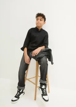 bonprix Chemise avec manches à retrousser, 100% coton|Enfant Vêtements Enfant|Garçons 9-16 Ans·Costumes & Chemises