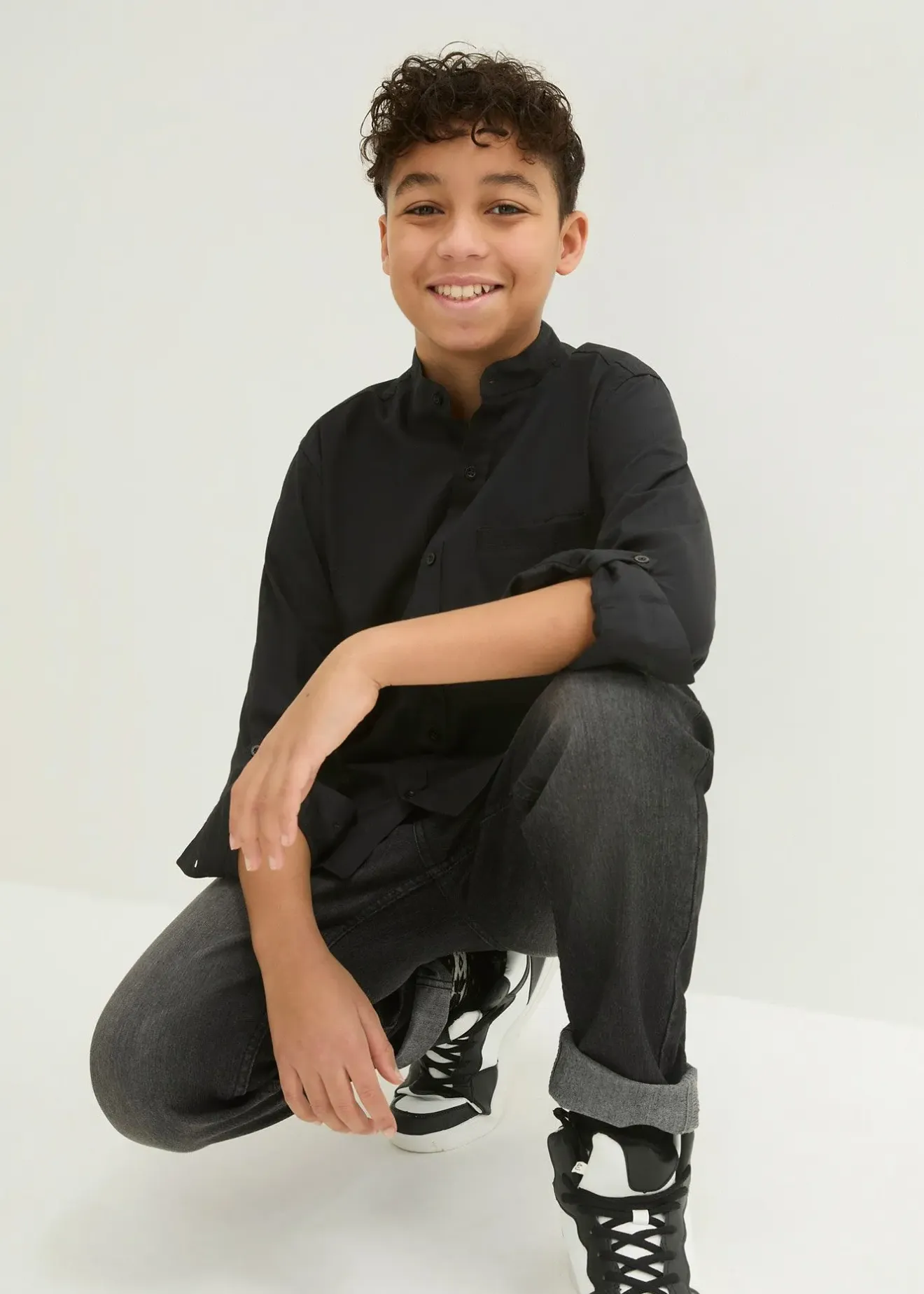 bonprix Chemise avec manches à retrousser, 100% coton|Enfant Vêtements Enfant|Garçons 9-16 Ans·Costumes & Chemises