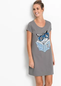 bonprix Chemise de nuit courte 100% coton|Femme Lingerie Nuit