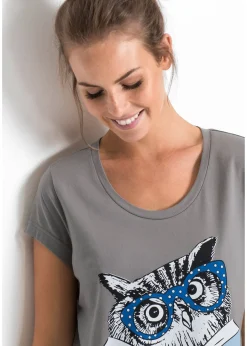 bonprix Chemise de nuit courte 100% coton|Femme Lingerie Nuit