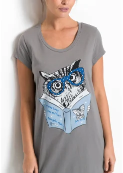 bonprix Chemise de nuit courte 100% coton|Femme Lingerie Nuit