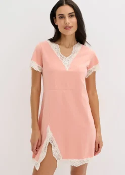 Femme bonprix Lingerie Nuit|Chemise de nuit courte avec dentelle