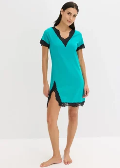 bonprix Chemise de nuit courte avec dentelle|Femme Lingerie Nuit