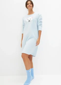 Femme bonprix Homewear|Lingerie Nuit|Chemise de nuit en polaire avec application