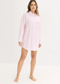 bonprix Chemise de nuit oversize tissée 100% coton|Femme Lingerie Nuit