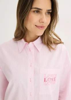 bonprix Chemise de nuit oversize tissée 100% coton|Femme Lingerie Nuit