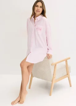bonprix Chemise de nuit oversize tissée 100% coton|Femme Lingerie Nuit