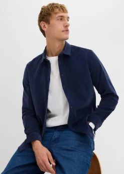 Homme bonprix Chemises|Chemise douce en velours de coton côtelé extensible