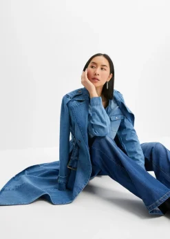 Femme bonprix Chemisiers|Chemise en jean avec boutons-pression, manches longues