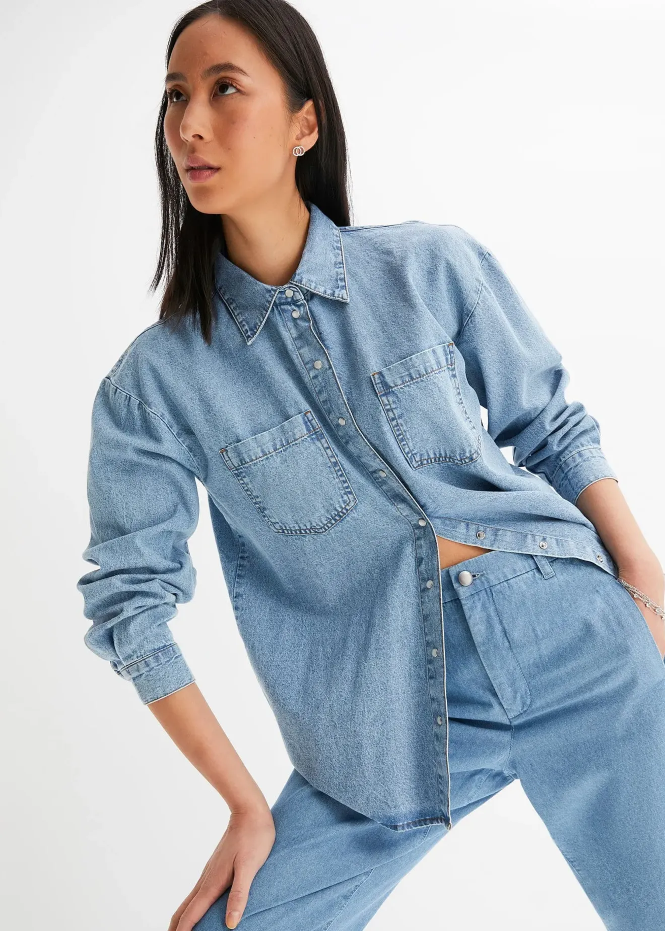bonprix Chemise en jean oversize|Femme Chemisiers