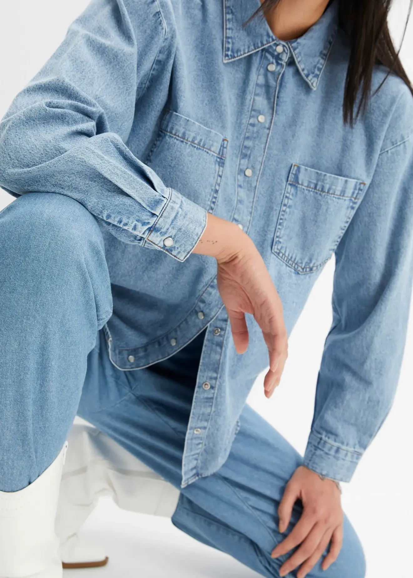 bonprix Chemise en jean oversize|Femme Chemisiers