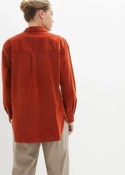 Femme bonprix Chemisiers|Chemise en velours côtelé avec fentes sur le côté