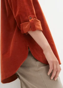 Femme bonprix Chemisiers|Chemise en velours côtelé avec fentes sur le côté