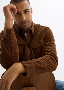 Homme bonprix Vêtements Thermiques|Chemises|Chemise en velours côtelé extensible avec doublure polaire